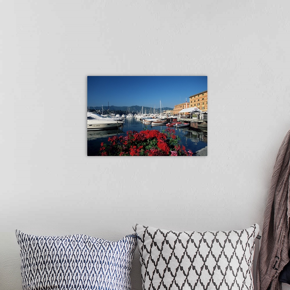A bohemian room featuring View across the harbour, Santa Margherita Ligure, Portofino Peninsula, Liguria, Italy