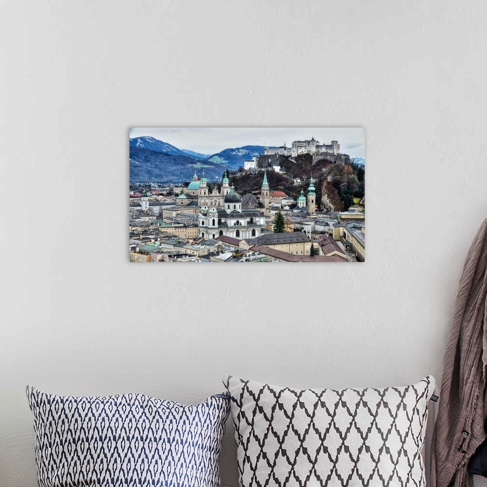 A bohemian room featuring View from Monchsberg Hill towards old town, Salzburg, Austria