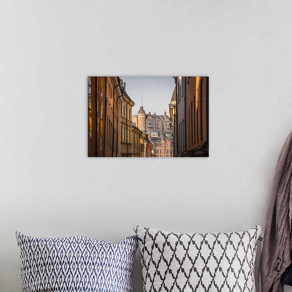 A bohemian room featuring View of Mariaberget from historic Gamla Stan in Stockholm, Sweden, Scandinavia, Europe