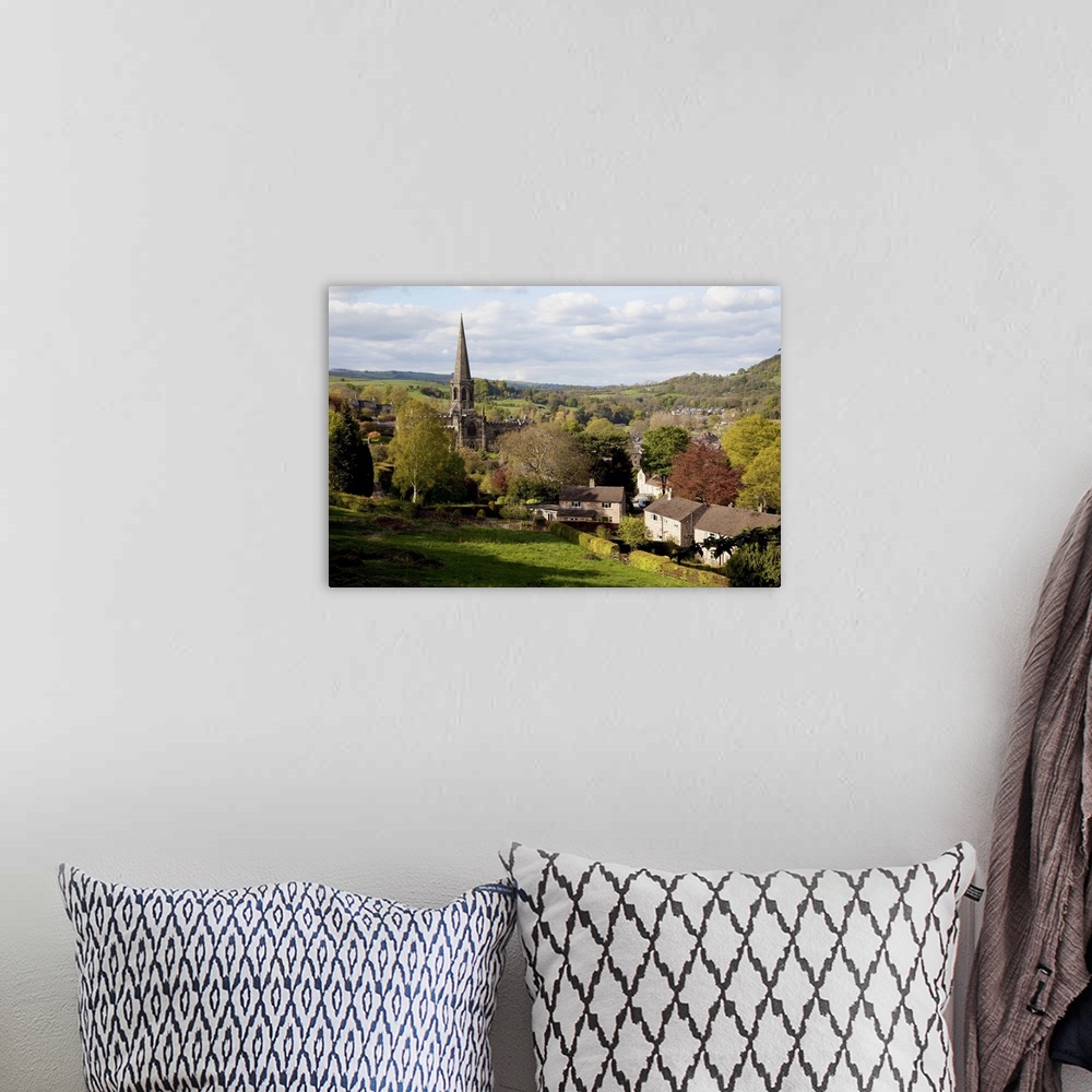 A bohemian room featuring View of Parish Church and town, Bakewell, Derbyshire, England, United Kingdom, Europe