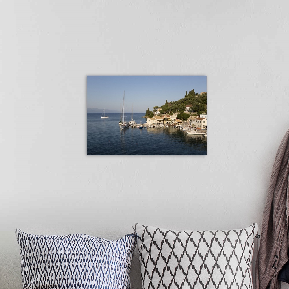 A bohemian room featuring View over harbour, Loggos, Paxos, Ionian Islands, Greek Islands, Greece, Europe