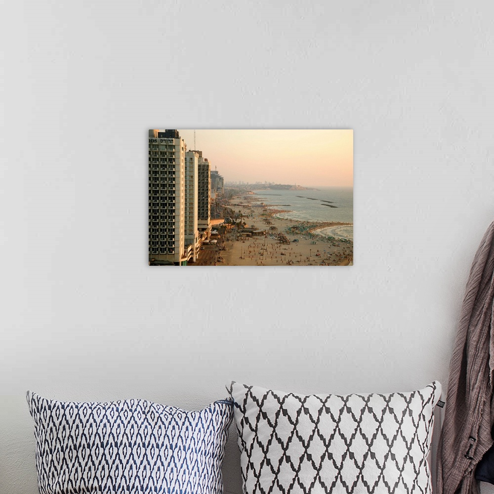 A bohemian room featuring View over the skyline and beaches of Tel Aviv, Israel, Middle East
