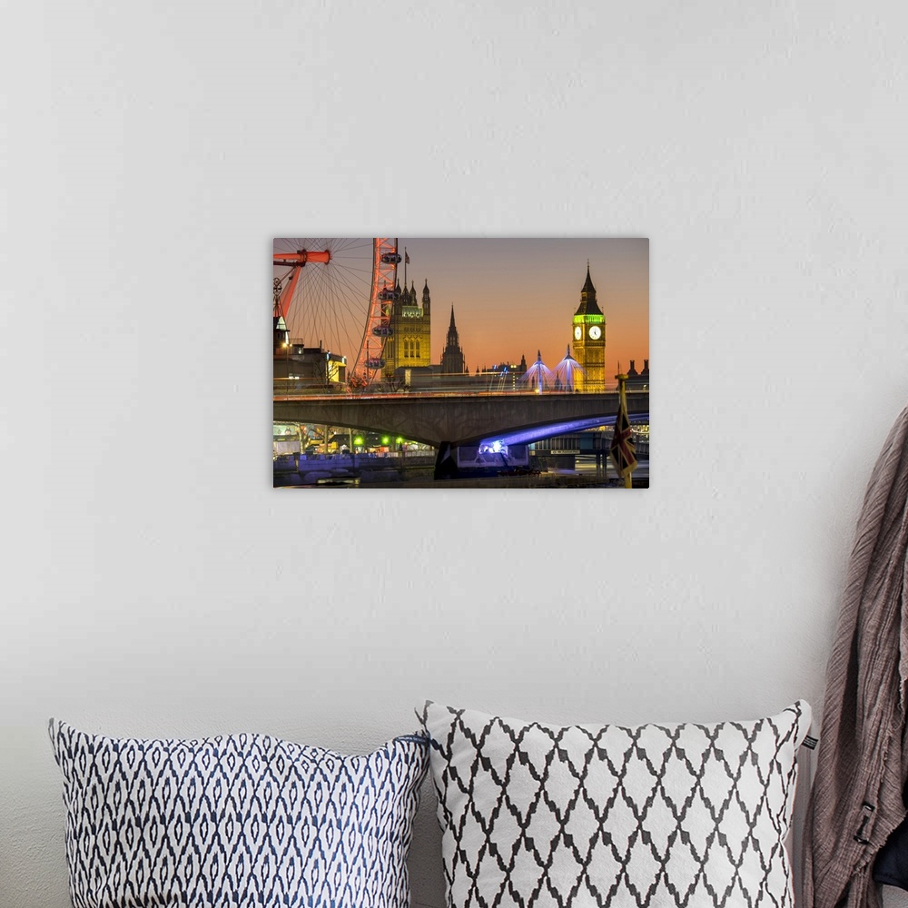 A bohemian room featuring Waterloo Bridge and Big Ben, London, England
