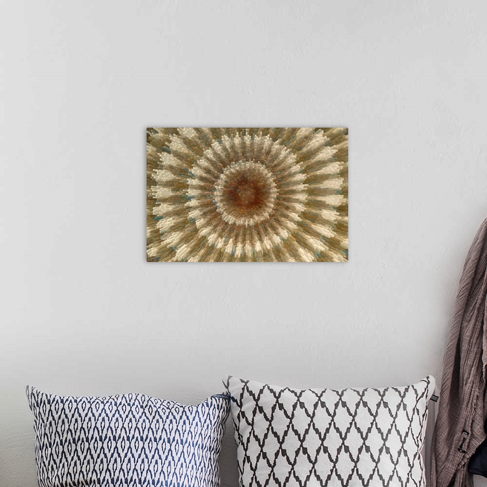 A bohemian room featuring Abstract image produced by applying digital filters to a cross section of a spine of a sea urchin...