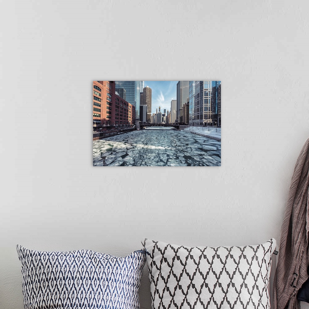 A bohemian room featuring Ice On Chicago River During Winter Polar Vortex