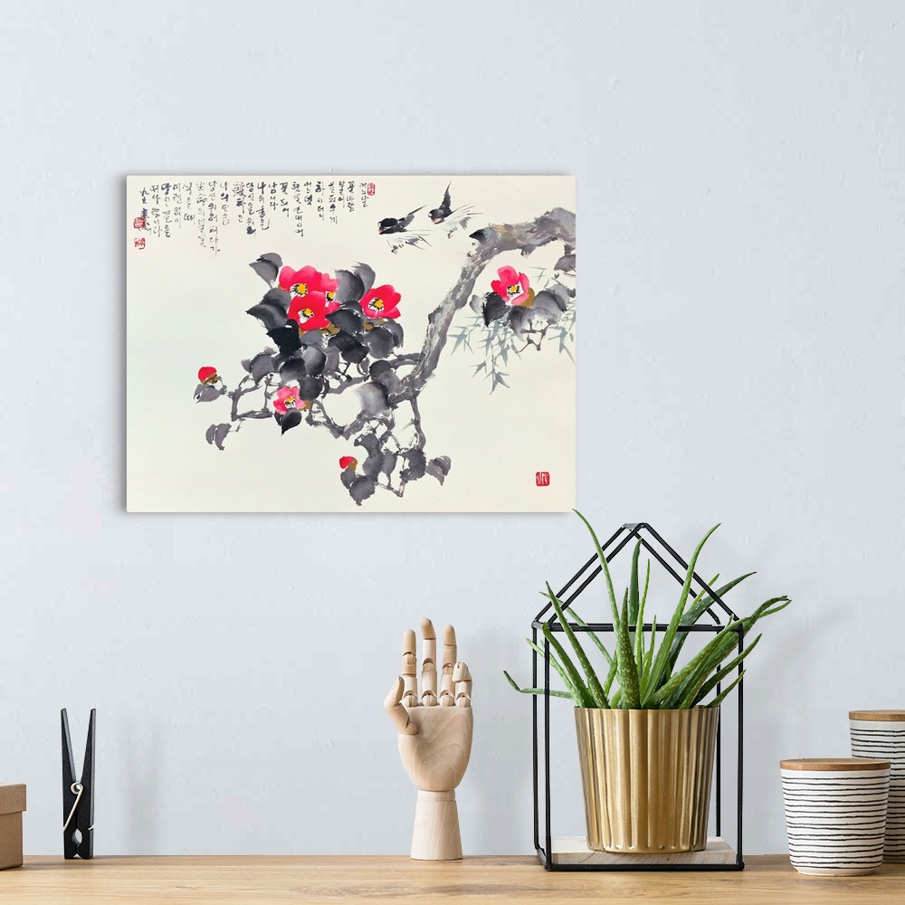 A bohemian room featuring Asian Traditional Painting