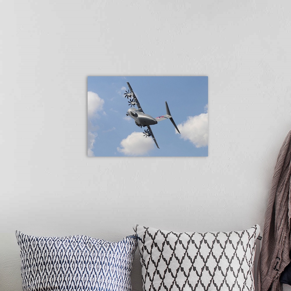 A bohemian room featuring Airbus A400M taking off.