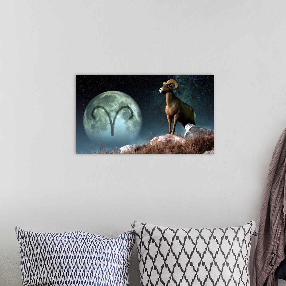 A bohemian room featuring Aries is the first astrological sign of the Zodiac.  Its symbol is the ram.