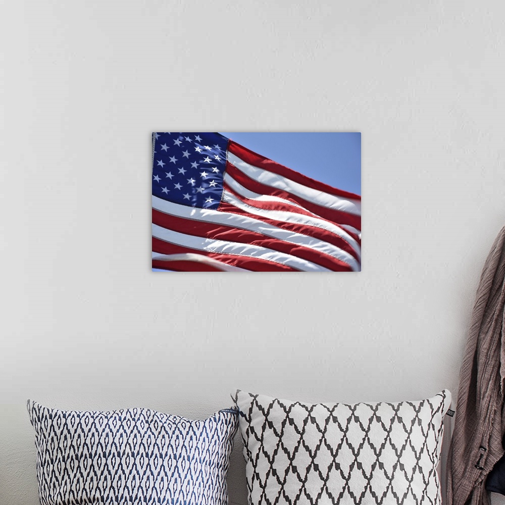 A bohemian room featuring Close-up of the American flag.