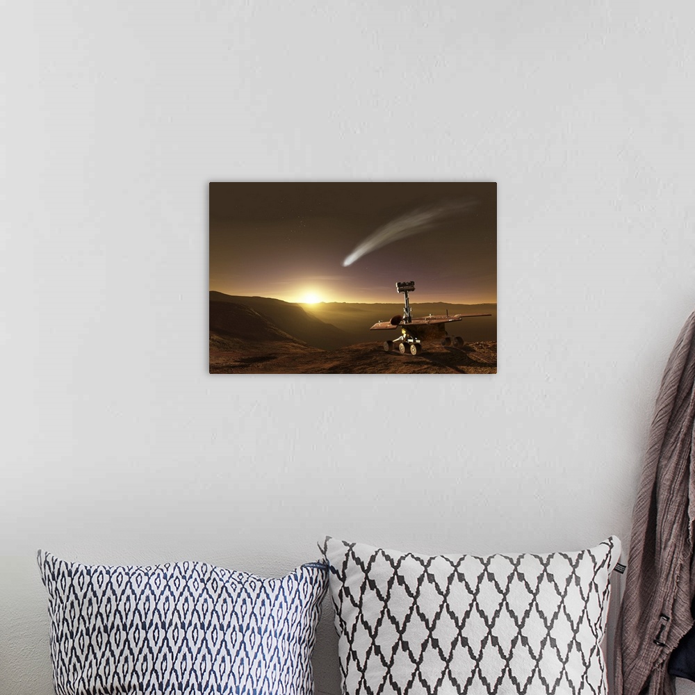 A bohemian room featuring Comet over Endeavour Crater.