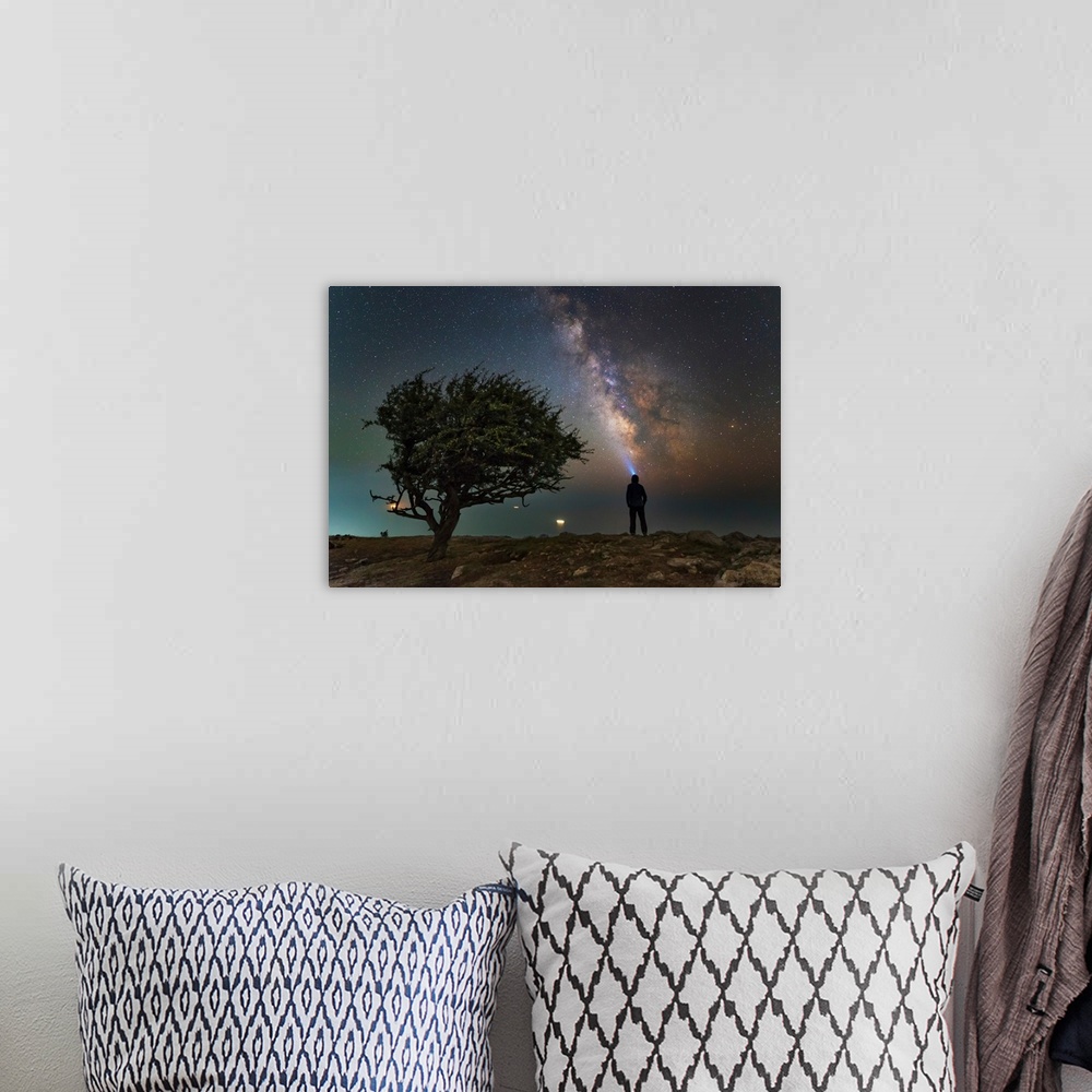 A bohemian room featuring Explorer looking at the Milky Way from the coast of the Black Sea.