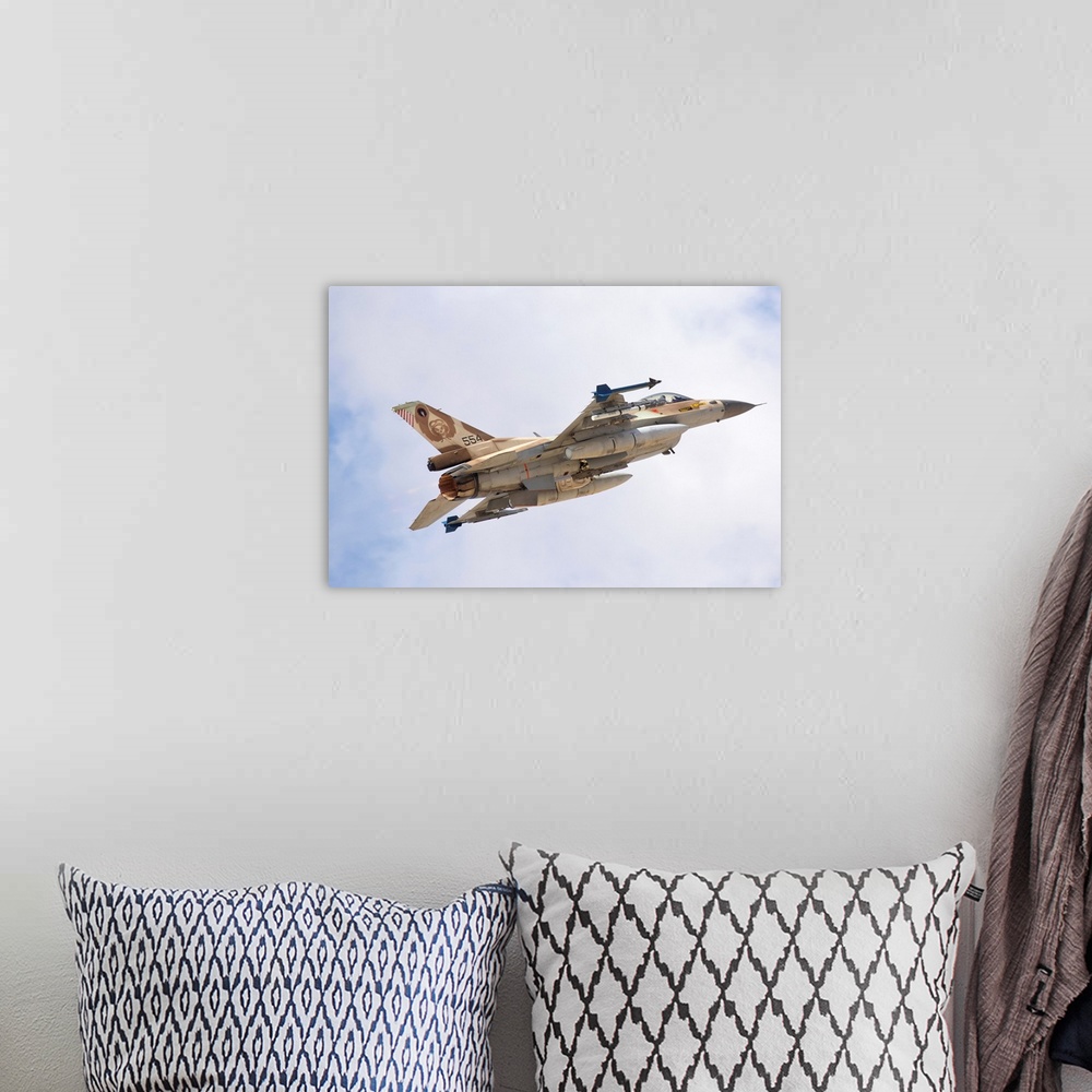 A bohemian room featuring Israeli Air Force F-16C Barak taking off from Ovda Air Base, Israel.