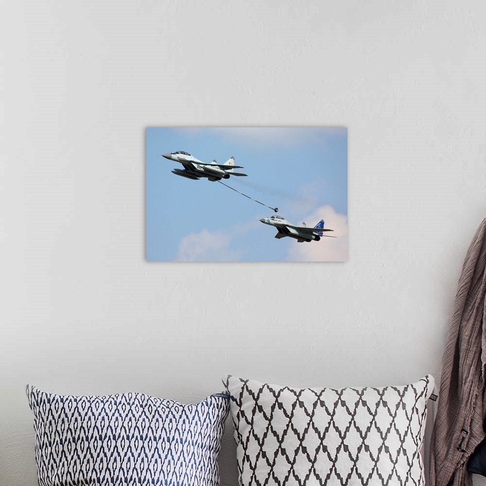 A bohemian room featuring MiG-29K and MiG-35 jet fighters of Russian Air Force.