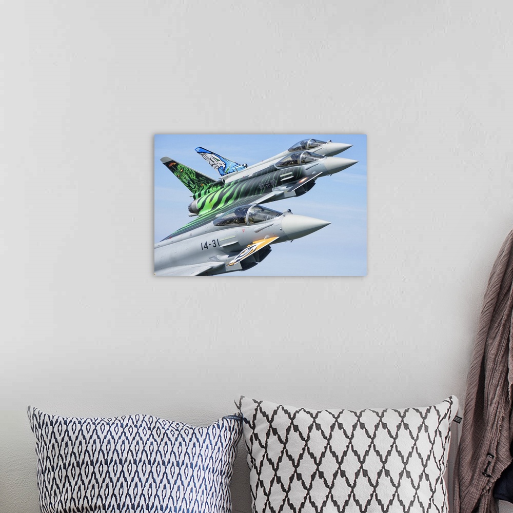 A bohemian room featuring Mix formation of Eurofighter aircraft during Exercise NATO Tiger Meet 2018, Poland.