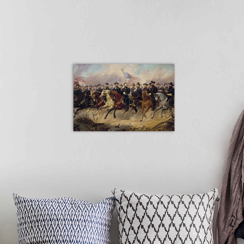 A bohemian room featuring Painting of Ulysses S. Grant and his Generals by Ole Peter Hansen Balling. The Generals, left to ...