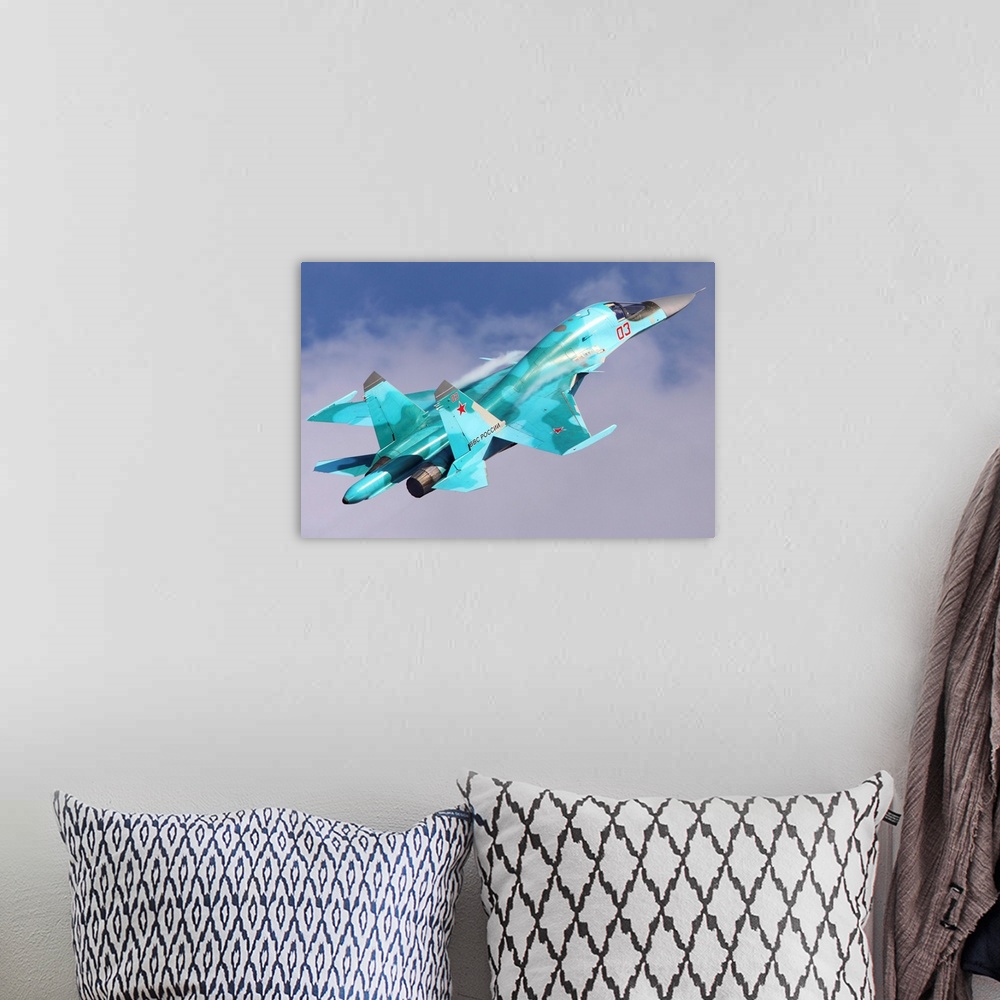 A bohemian room featuring Su-34 attack aircraft of the Russian Air Force.