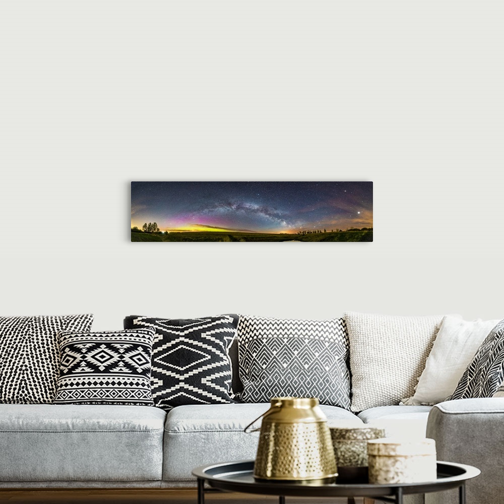 A bohemian room featuring The arch of the summer Milky Way across a Canadian prairie sky on a spring night.