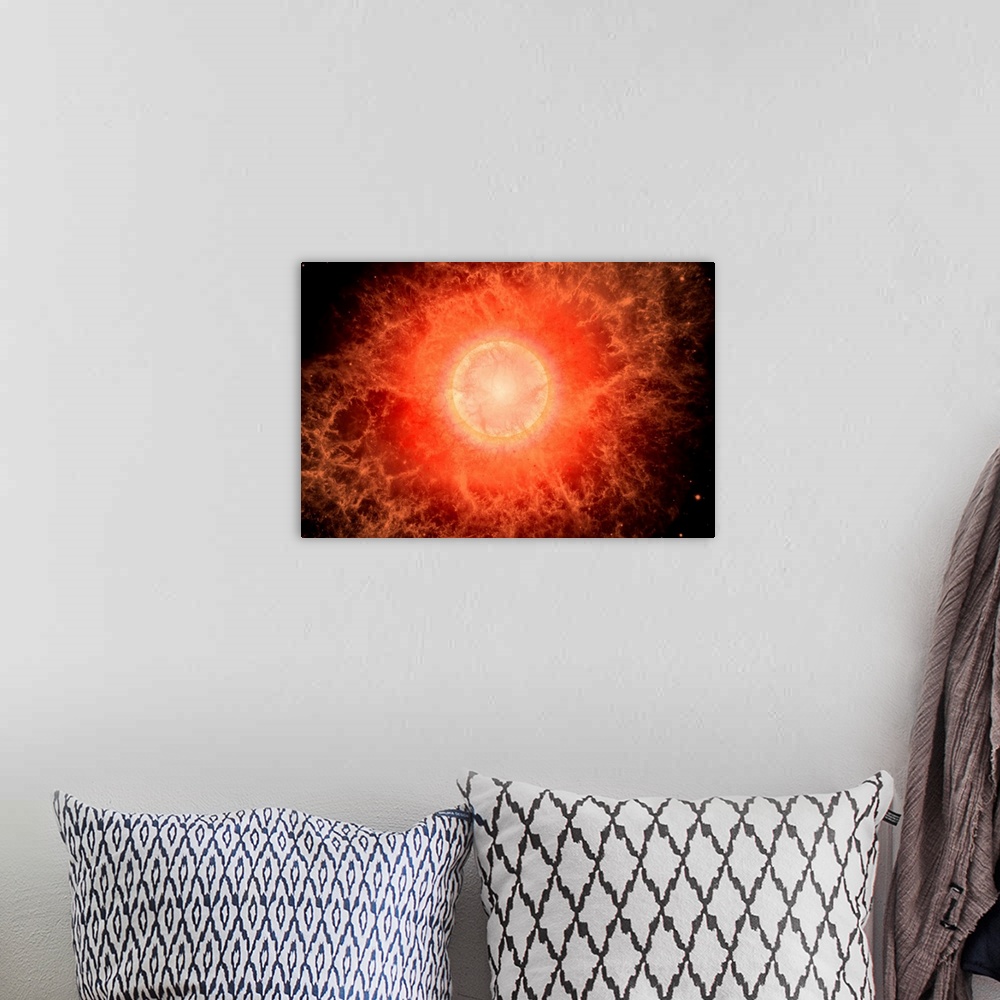 A bohemian room featuring The death of a star as it becomes a supernova.