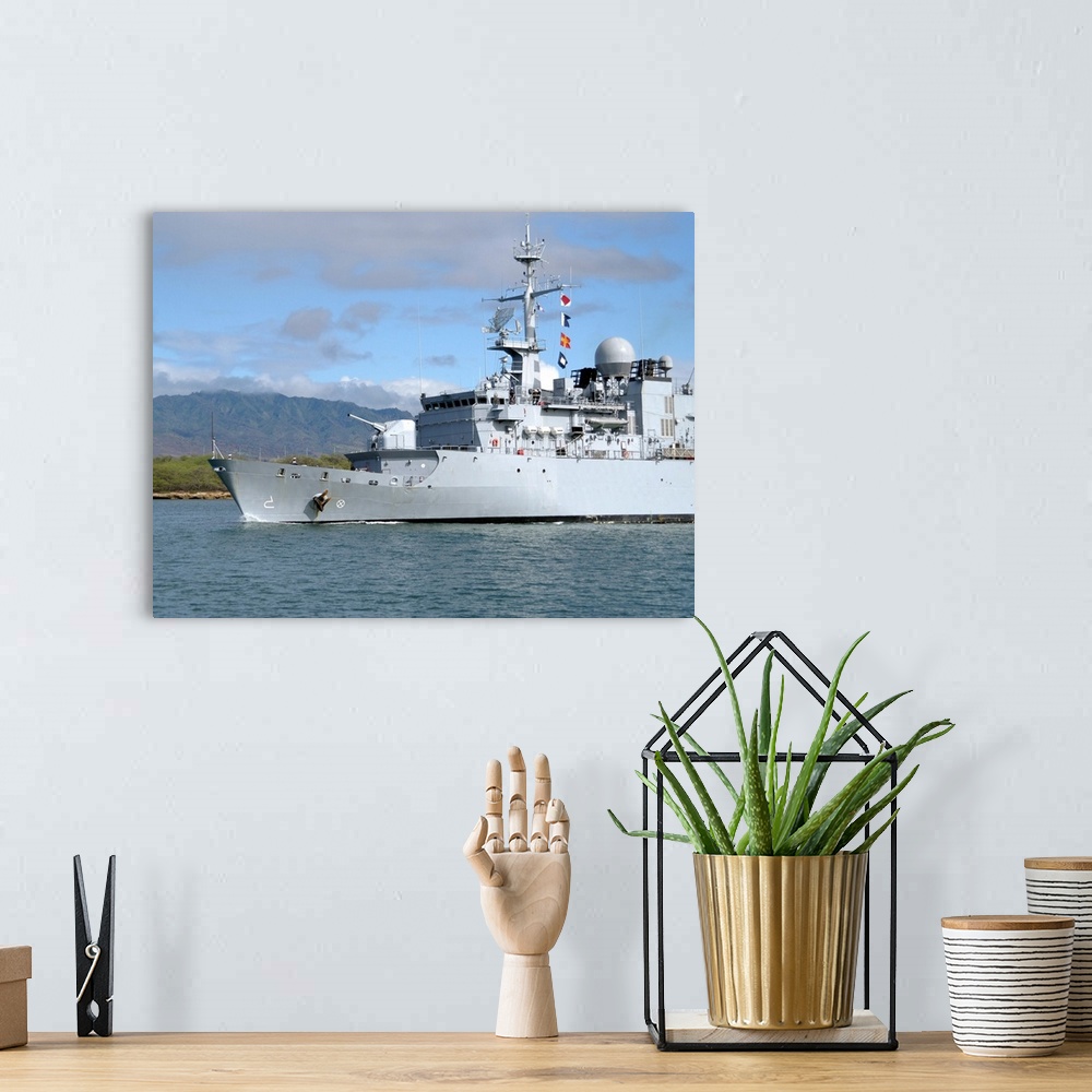 A bohemian room featuring The French navy frigate FS Prairial departs Joint Base Pearl Harbor-Hickam.