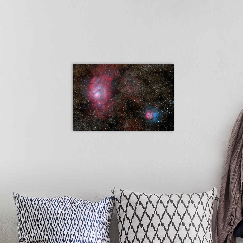 A bohemian room featuring The Lagoon Nebula and Trifid Nebula.
