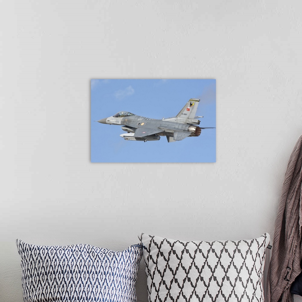 A bohemian room featuring Turkish Air Force F-16 in flight during Exercise Anatolian Eagle 2016 in Konya, Turkey.