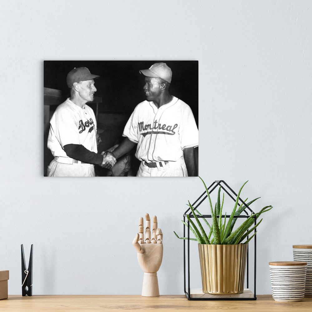 Jackie Robinson, As A Member of The Montreal Royals, 1947 | Large Metal Wall Art Print | Great Big Canvas