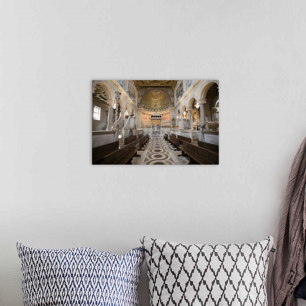 A bohemian room featuring Interior of San Clemente basilica, Rome