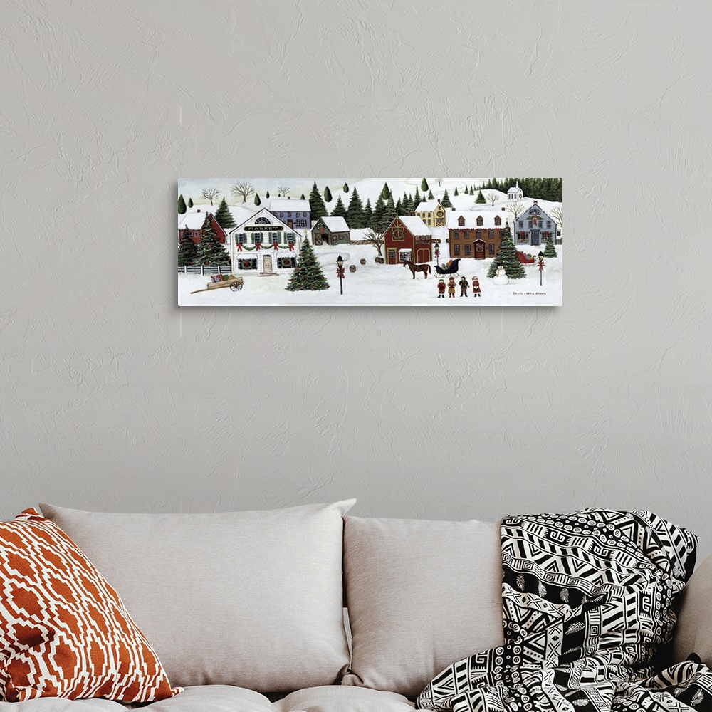 Little Village - Abstract Art House Painting Wall Art, Canvas Prints,  Framed Prints, Wall Peels