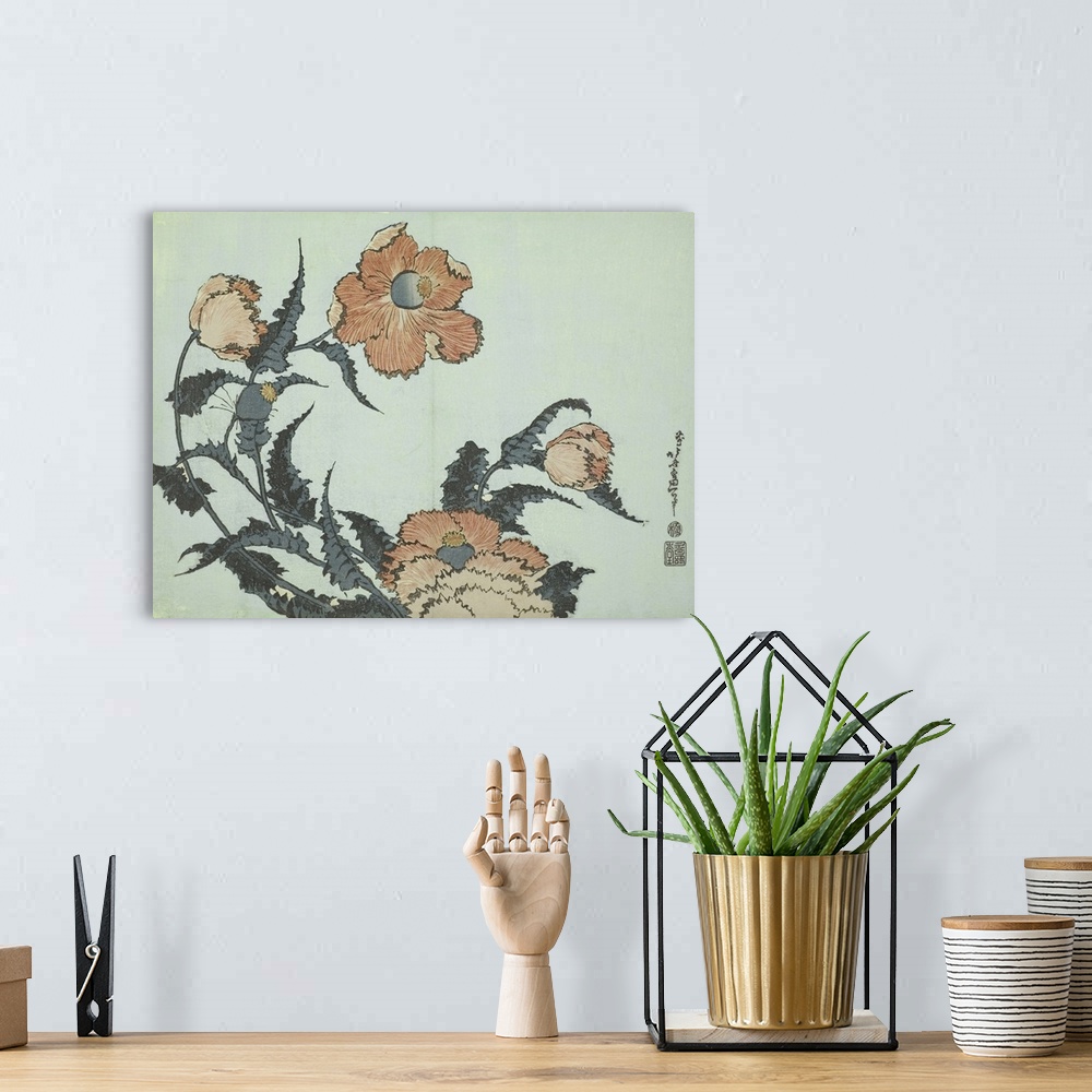 A bohemian room featuring Katsushika Hokusai Floral I