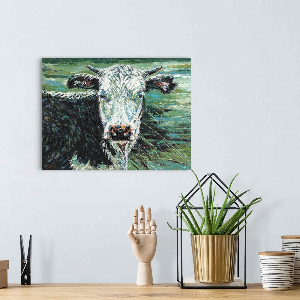 A bohemian room featuring Marshland Cow I