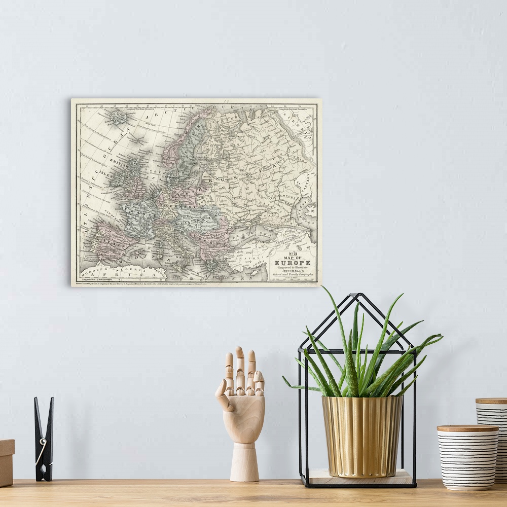A bohemian room featuring Mitchell's Map of Europe
