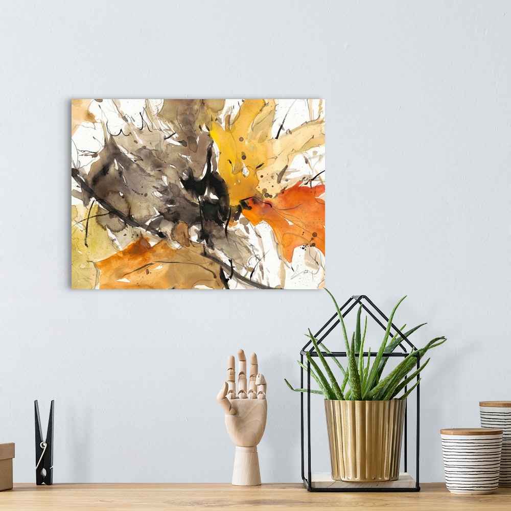 A bohemian room featuring Watercolor Autumn Leaves II