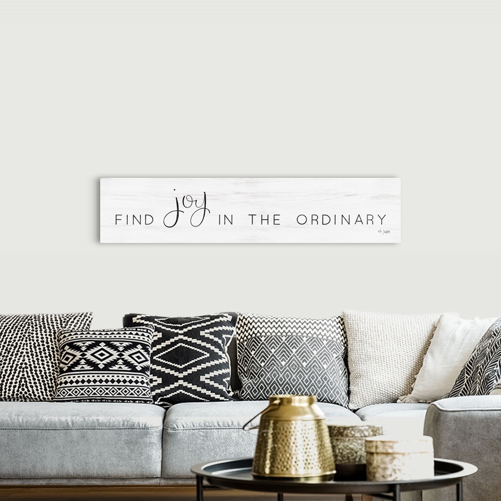 A bohemian room featuring Find Joy in the Ordinary