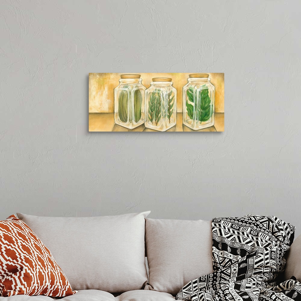 Spice Jars II | Large Stretched Canvas, Black Floating Frame Wall Art Print | Great Big Canvas