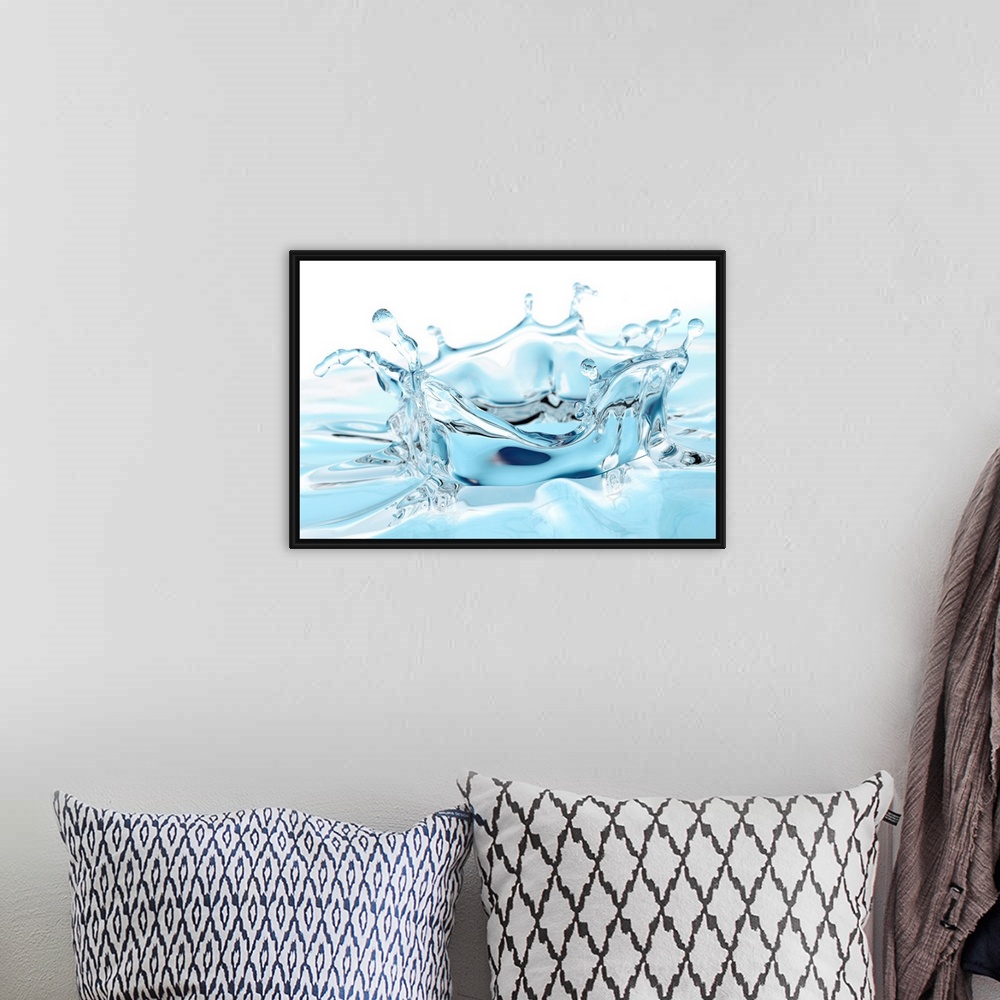 A bohemian room featuring This photograph captures the moment of impact and the surface of the water ripples and bursts.