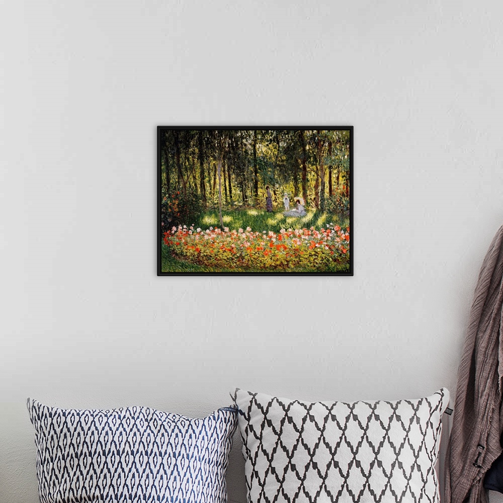 A bohemian room featuring Wooded Scene By Claude Monet