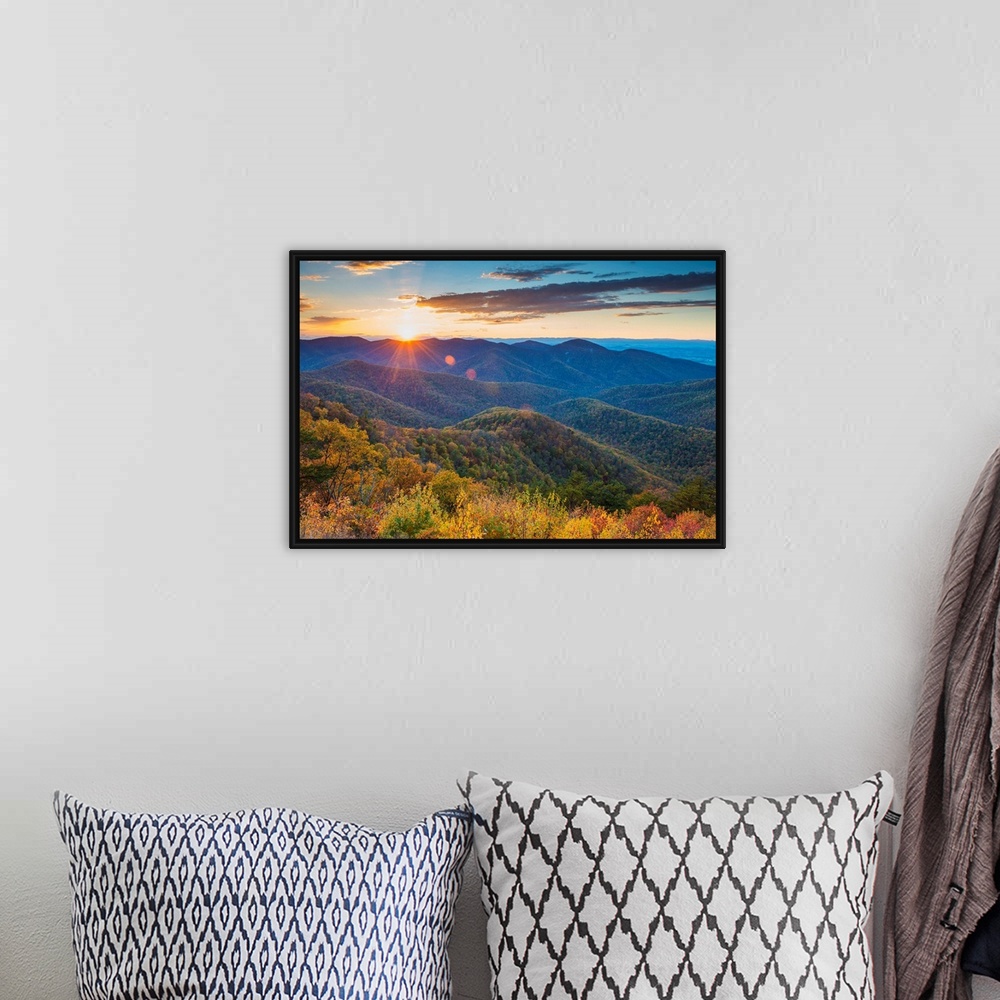 A bohemian room featuring Autumn Sunset, Blue Ridge Mountains, Shenandoah National Park, Virginia, Usa