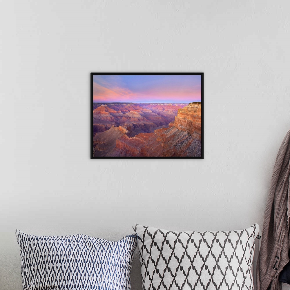 A bohemian room featuring Big photograph taken from Mohave Point at sunset that focuses on the great size of Grand Canyon N...