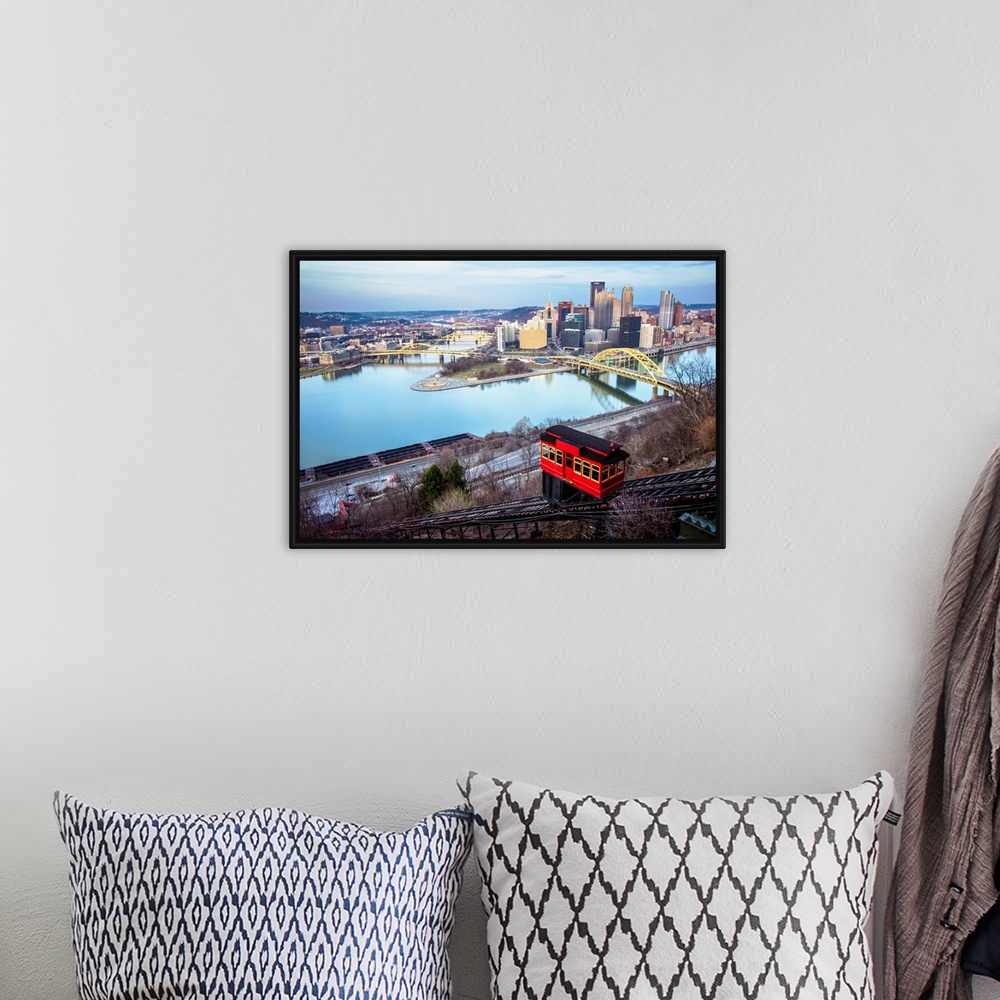 A bohemian room featuring View of the downtown Pittsburgh, where the Ohio River, Monongahela River and Allegheny River meet...