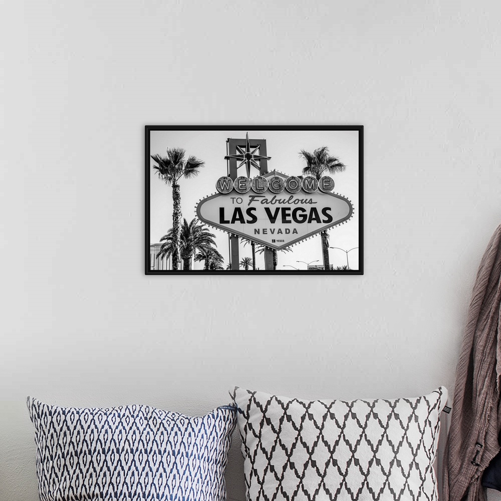 A bohemian room featuring Photograph of the Welcome to Fabulous Las Vegas Nevada sign.