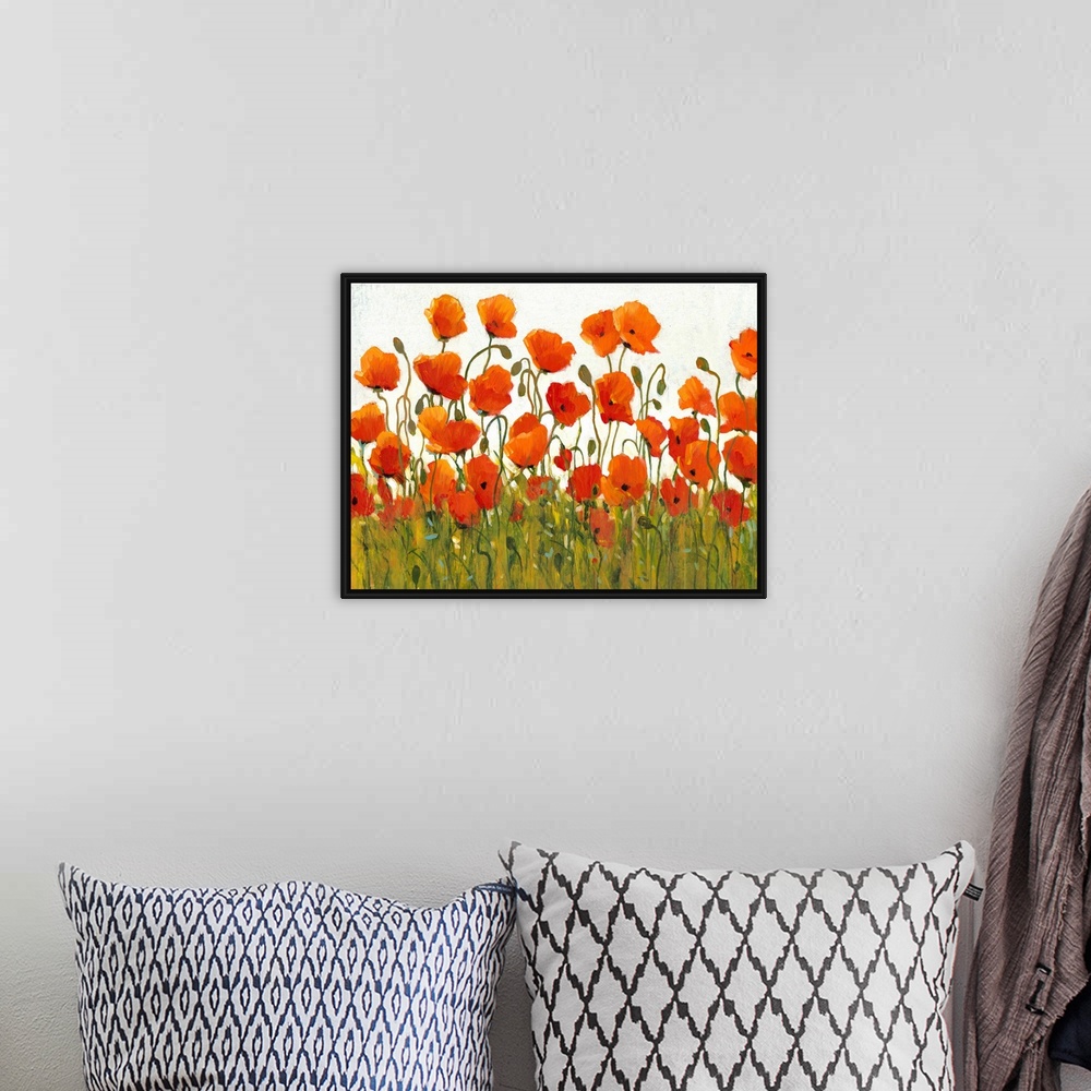 A bohemian room featuring Rows of Poppies I