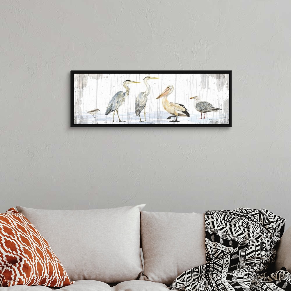 A bohemian room featuring Birds of the Coast Rustic Panel