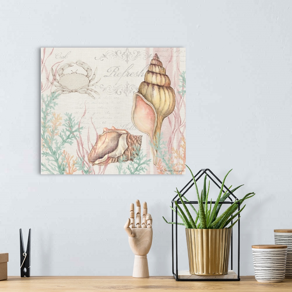 A bohemian room featuring This shell scene brings the coast into your home.