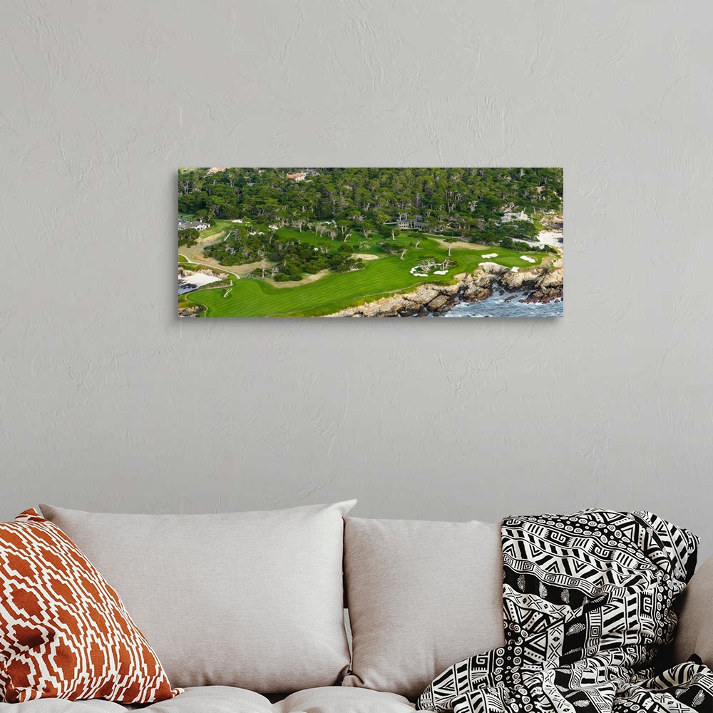 A bohemian room featuring Aerial view of a golf course, Monterey Peninsula, Monterey County, California, USA