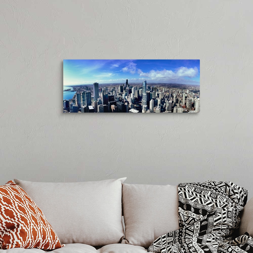 A bohemian room featuring Aerial view of Chicago, Cook County, Illinois, USA