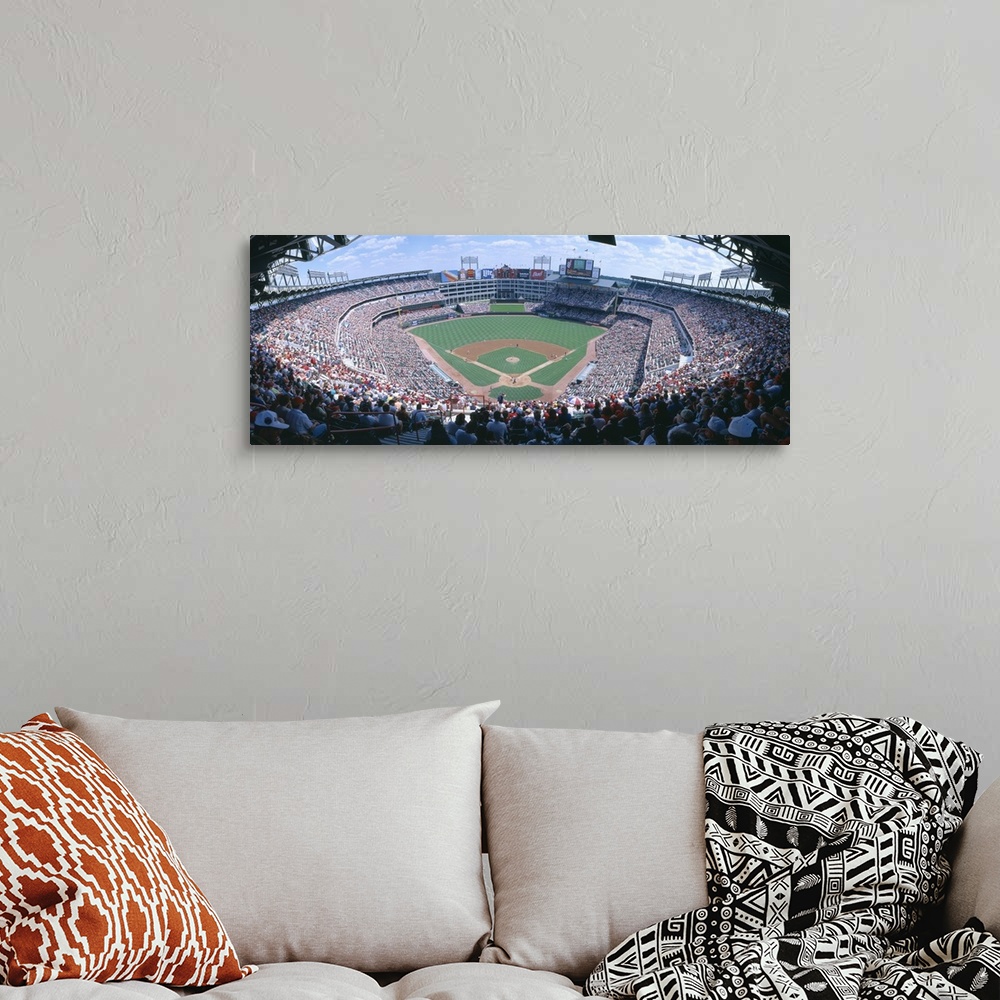 A bohemian room featuring Baseball stadium, Texas Rangers v. Baltimore Orioles, Dallas, Texas