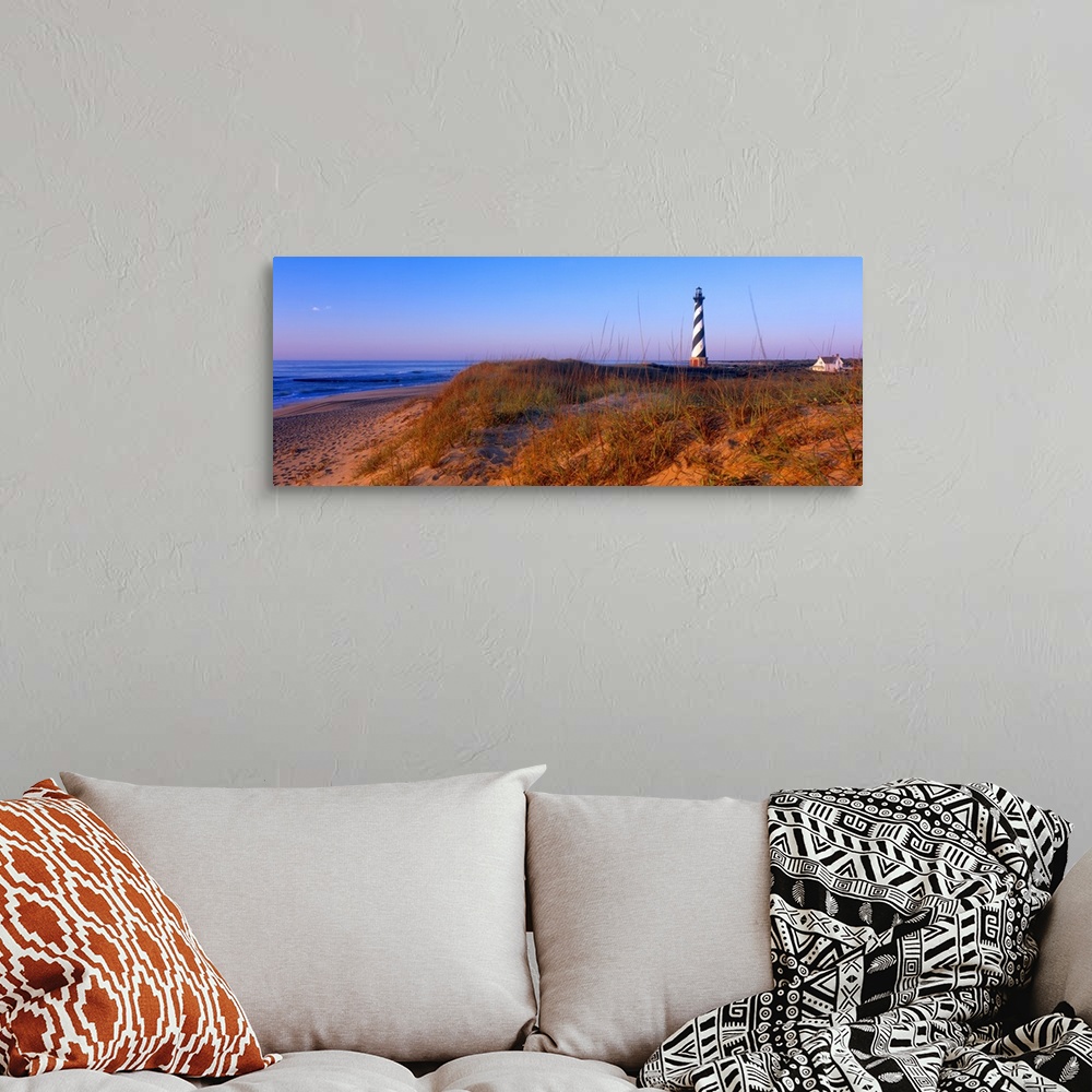 A bohemian room featuring Cape Hatteras Lighthouse on the coast, Hatteras Island, Outer Banks, Buxton, North Carolina, USA
