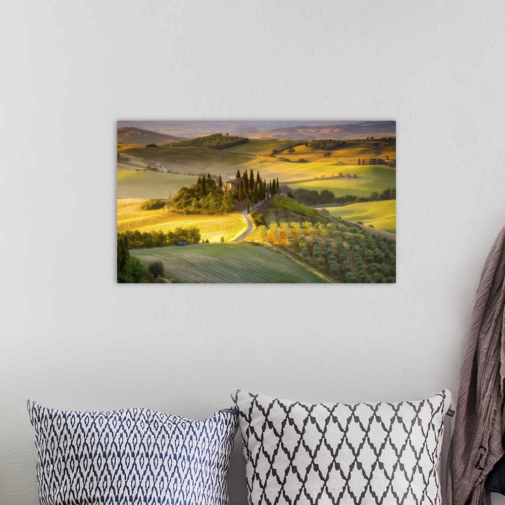 Classic Tuscan Landscape At Sunrise Tuscany Italy Wall Art Canvas Prints Framed Prints Wall