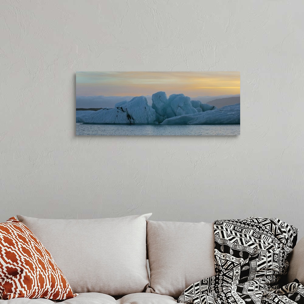 A bohemian room featuring Sunset over Jokulsarlon Glacier Lagoon, Iceland, Polar Regions