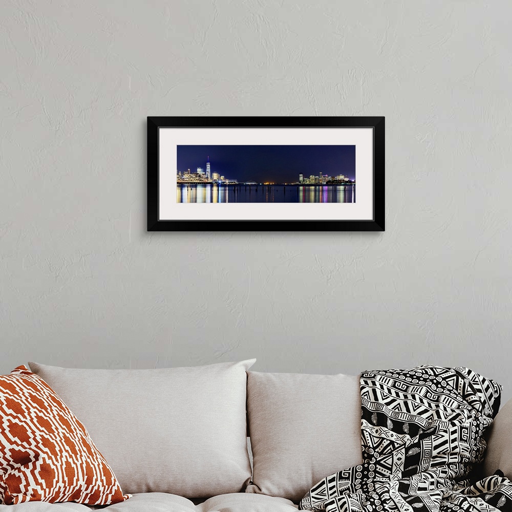 A bohemian room featuring Lower Manhattan Panoramic View With New Jersey